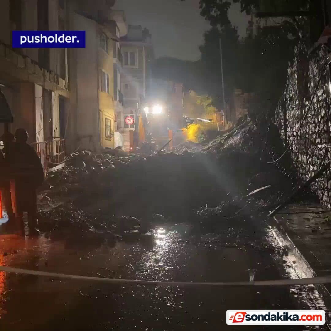Heavy rain causes retaining wall to collapse in Ortaköy