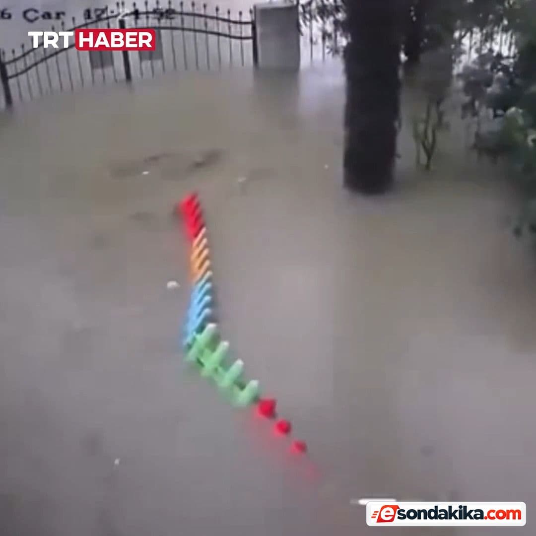 Beykoz’da sağanağın bir saatlik etkisi görüntülendi