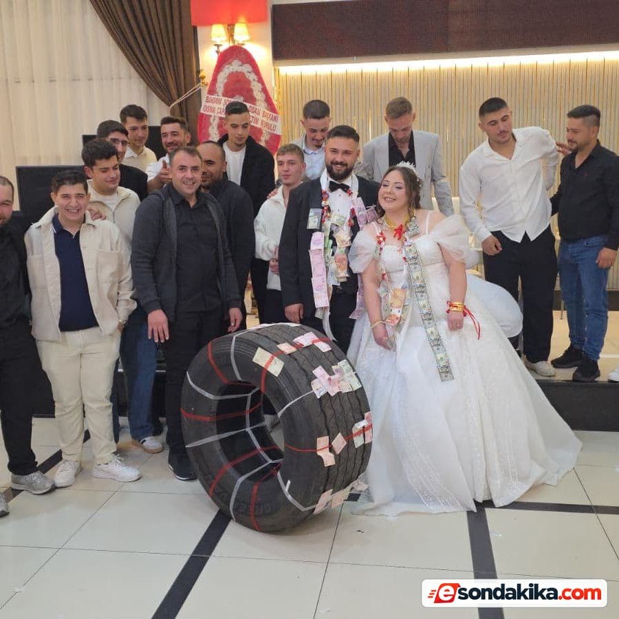 Groom in Balıkesir receives a truck tire instead of gold