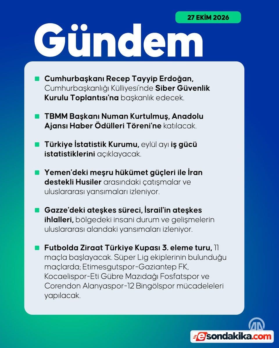 Agenda Page Covers Türkiye and World Affairs