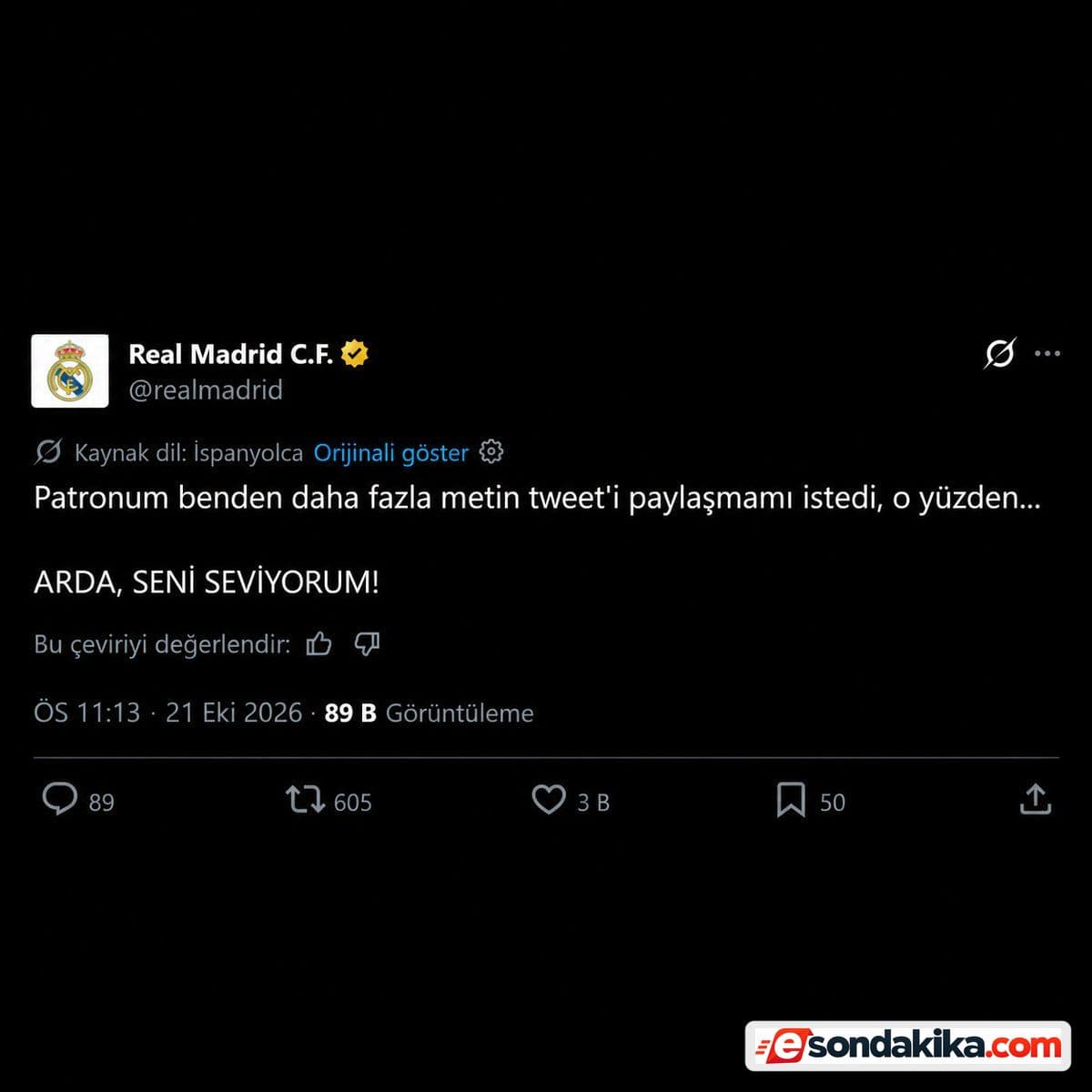Real Madrid to Arda Güler: “I love you!”